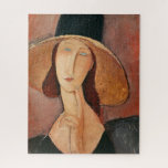 Portrait of Jeanne Hebuterne in a large hat Jigsaw Puzzle<br><div class="desc">Portrait of Jeanne Hebuterne in a large hat,  c.1918-19 | by Amedeo Modigliani | Art Location: Private Collection | Italian Artist | Image Collection Number: XIR82985</div>