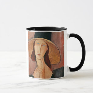 Portrait of Jeanne Hebuterne in a large hat Mug