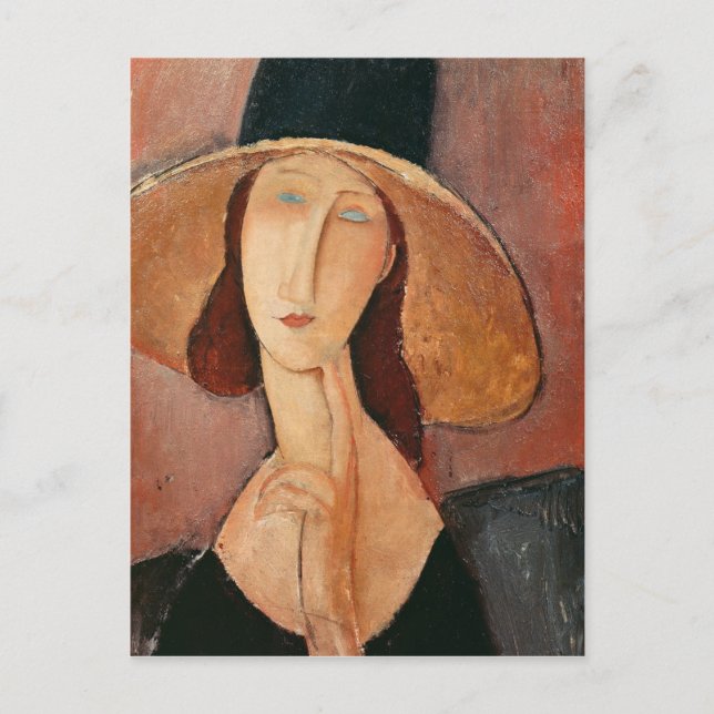 Portrait of Jeanne Hebuterne in a large hat Postcard (Front)