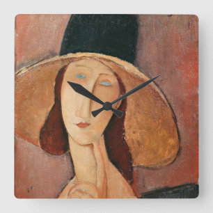 Portrait of Jeanne Hebuterne in a large hat Square Wall Clock