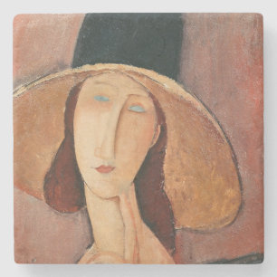 Portrait of Jeanne Hebuterne in a large hat Stone Coaster
