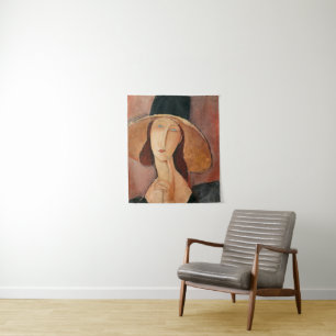 Portrait of Jeanne Hebuterne in a large hat Tapestry