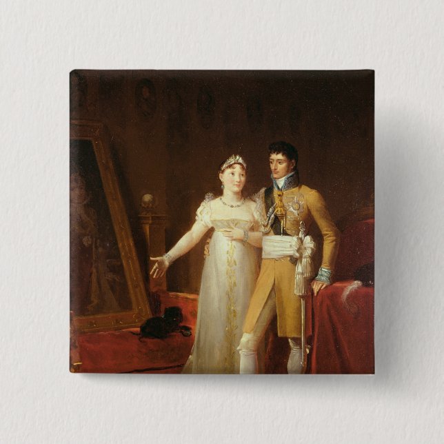 Portrait of Jerome Bonaparte  and his wife 2 Inch Square Button (Front)