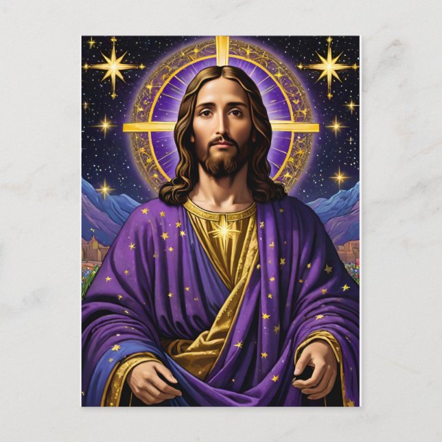 Portrait of Jesus Christ Christmas Postcard (Front)