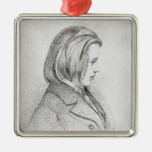 Portrait of Johanes Brahms aged Twenty, 1853 Metal Ornament