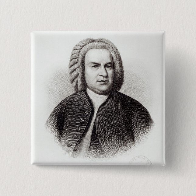 Portrait of Johann Sebastian Bach 2 Inch Square Button (Front)