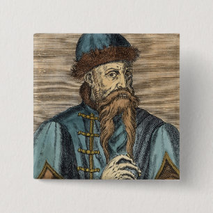 Portrait of Johannes Gutenberg 2 2 Inch Square Button
