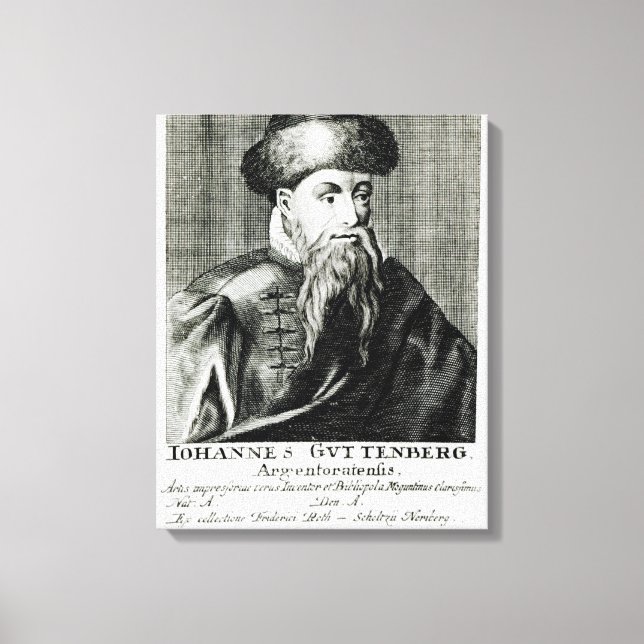 Portrait of Johannes Gutenberg Canvas Print (Front)