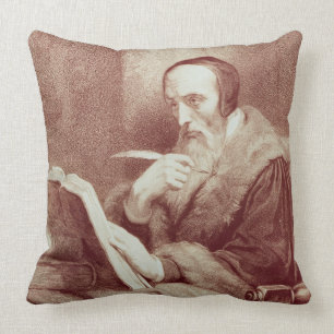 Portrait of John Calvin (1509-1564) (engraving) Throw Pillow