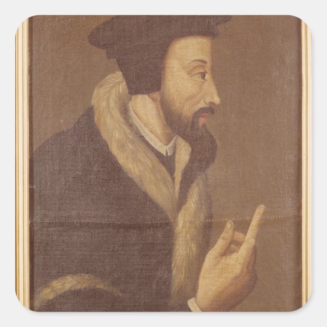 Portrait of John Calvin Square Sticker (Front)