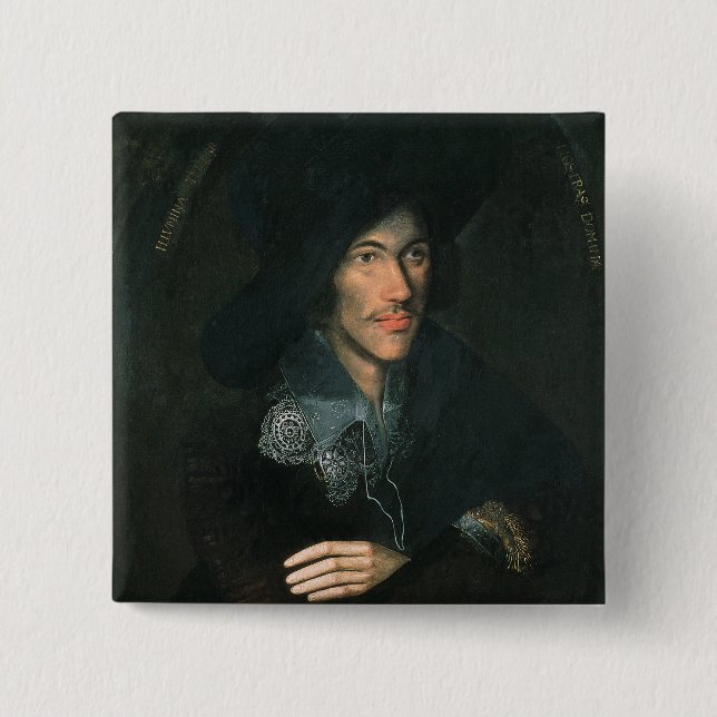 Portrait of John Donne, c.1595 2 Inch Square Button (Front)