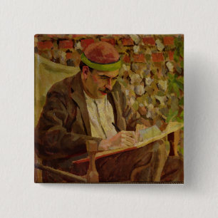 Portrait of John Maynard Keynes (1883-1946) (oil o 2 Inch Square Button
