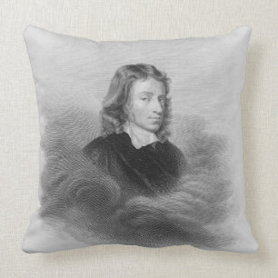 Portrait of John Milton (1608-74) engraved by the Throw Pillow