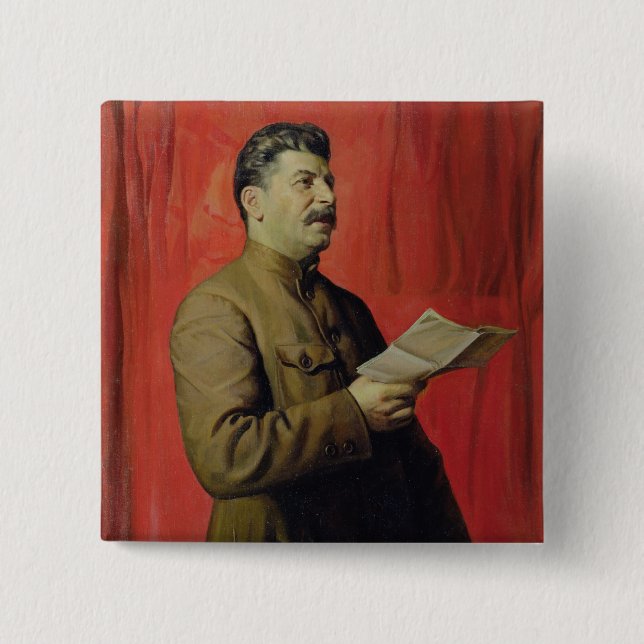 Portrait of Josif Stalin, 1933 2 Inch Square Button (Front)