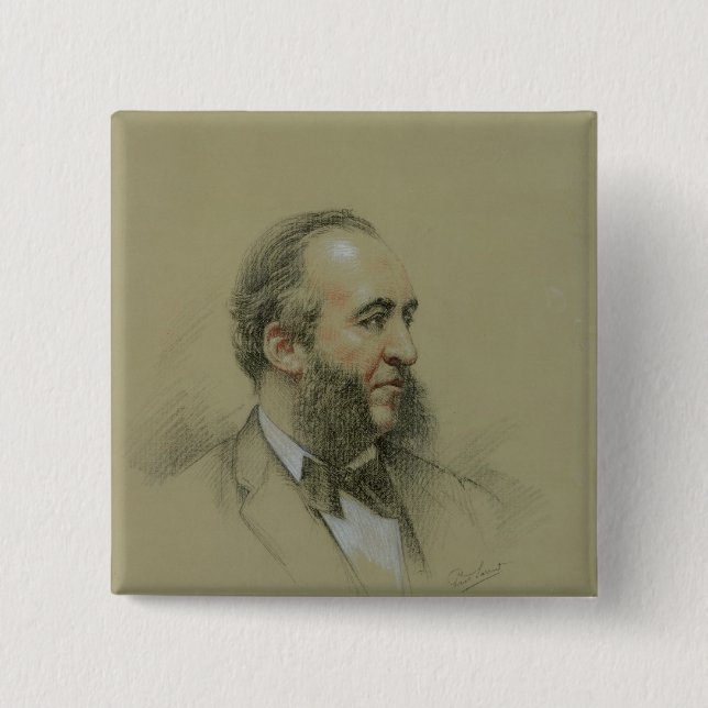 Portrait of Jules Ferry 2 Inch Square Button (Front)