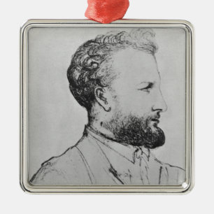 Portrait of Jules Verne d Metal Ornament