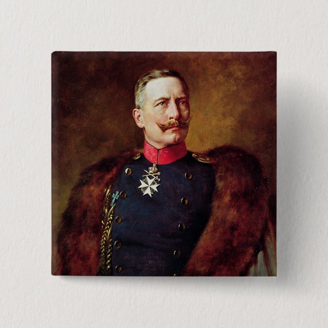 Portrait of Kaiser Wilhelm II 2 Inch Square Button (Front)