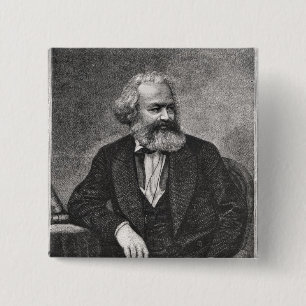 Portrait of Karl Marx 1857 2 Inch Square Button