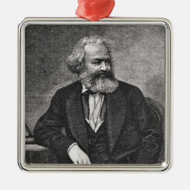 Portrait of Karl Marx  1857 Metal Ornament (Front)