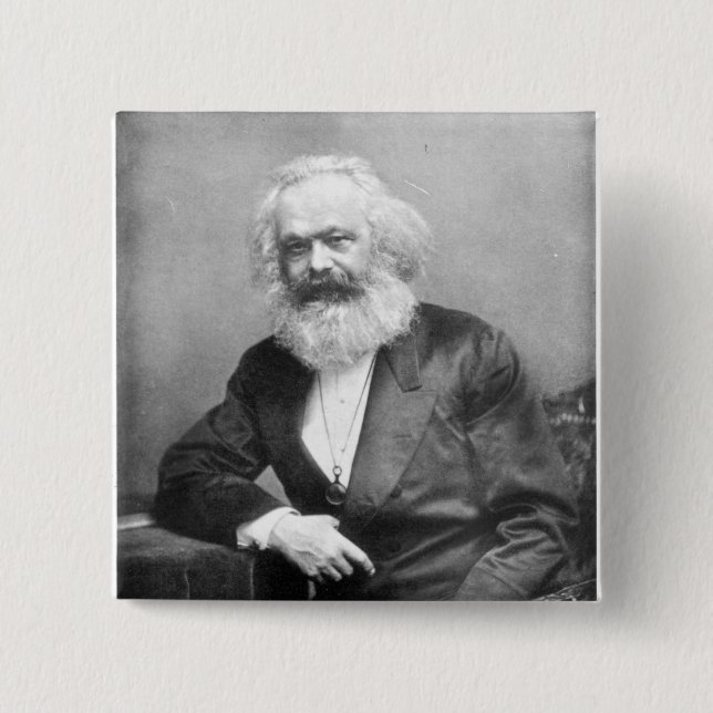 Portrait of Karl Marx 2 Inch Square Button (Front)