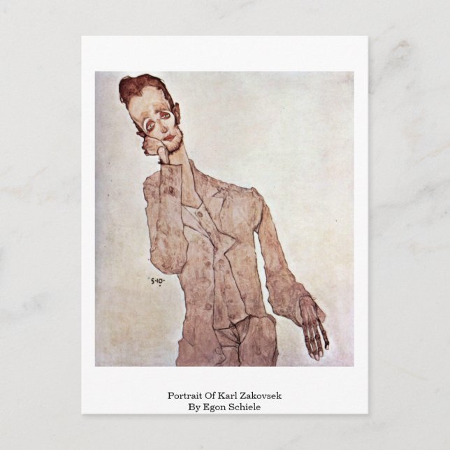 Portrait Of Karl Zakovsek By Egon Schiele Postcard (Front)
