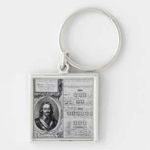 Portrait of King Charles I with diagrams Keychain