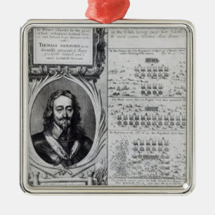 Portrait of King Charles I with diagrams Metal Ornament