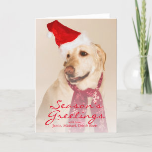Portrait of Labrador Retriever Wearing Santa Hat Holiday Card