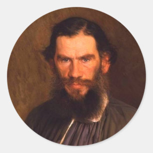 Portrait of Leo Tolstoy (by Ivan Kramskoi, 1873) Classic Round Sticker