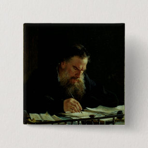 Portrait of Lev Tolstoy 2 Inch Square Button