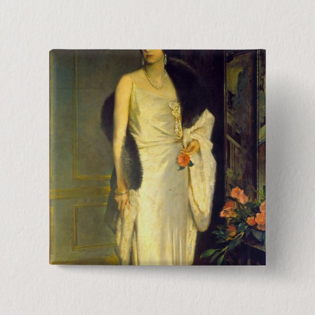 Portrait of Loelia, Duchess of Westminster 2 Inch Square Button (Front)