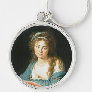 Portrait of Lovely French Lady Keychain