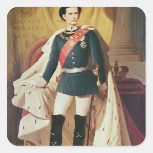 Portrait of Ludwig II of Bavaria in uniform Square Sticker