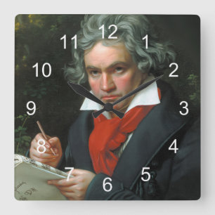Portrait of Ludwig von Beethoven Square Wall Clock