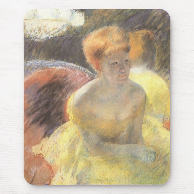 Portrait of Lydia at the Opera by Mary Cassatt Mouse Pad (Front)