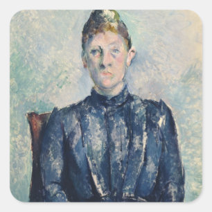 Portrait of Madame Cezanne, c.1890 (oil on canvas) Square Sticker