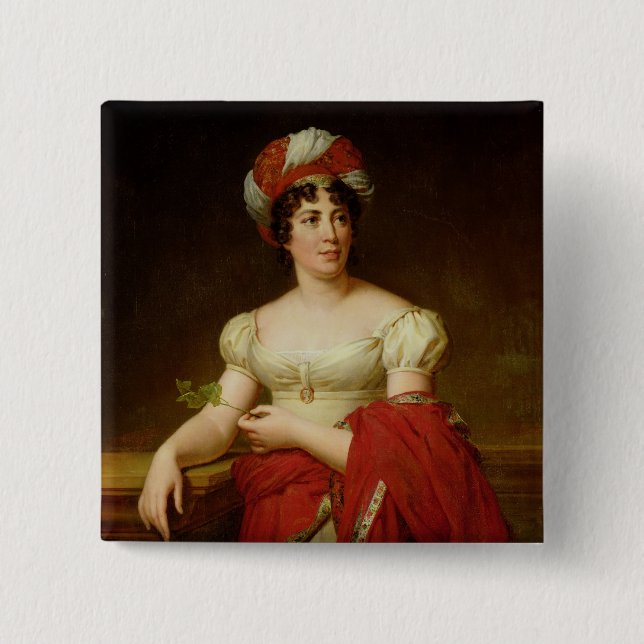 Portrait of Madame de Stael 2 Inch Square Button (Front)