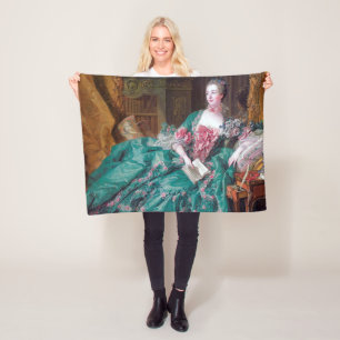 Portrait of Madame Pompadour, Boucher Fleece Blanket