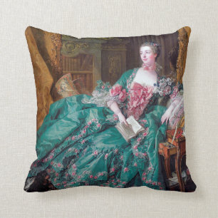Portrait of Madame Pompadour, Boucher Throw Pillow
