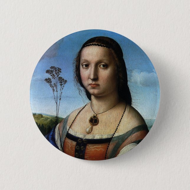 Portrait of Maddalena Doni by Raphael Sanzio 2 Inch Round Button (Front)