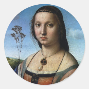 Portrait of Maddalena Doni by Raphael Sanzio Classic Round Sticker