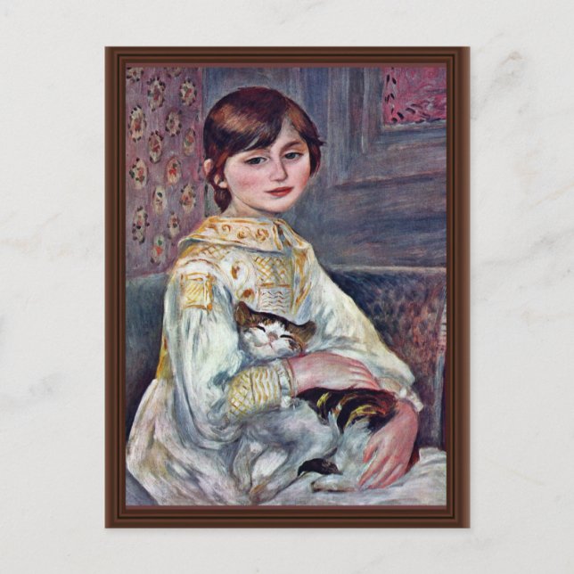Portrait Of Mademoiselle Julie Manet With Cat Postcard (Front)