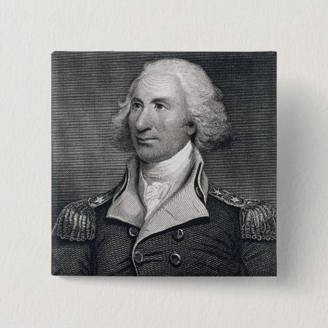 Portrait of Major General Philip Schuyler, engrave 2 Inch Square Button (Front)