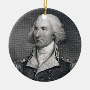 Portrait of Major General Philip Schuyler, engrave Ceramic Ornament