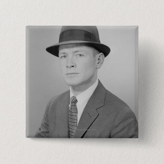 Portrait of Man 2 Inch Square Button (Front)