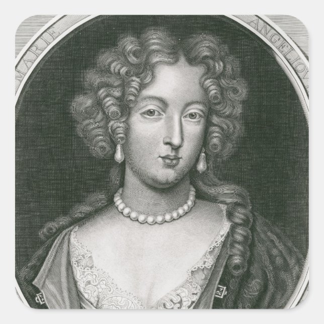 Portrait of Marie Angelique de Scoraille Square Sticker (Front)