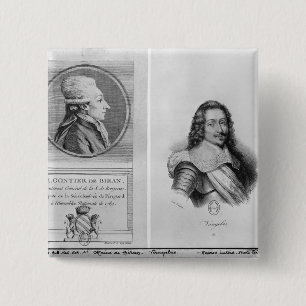 Portrait of Marie Francois Gontier de Biran 2 Inch Square Button