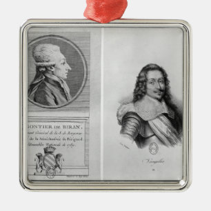 Portrait of Marie Francois Gontier de Biran Metal Ornament