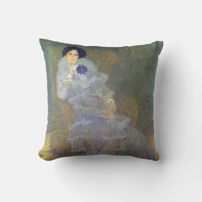 Portrait of Marie Henneberg  by Klimt Throw Pillow (Front)