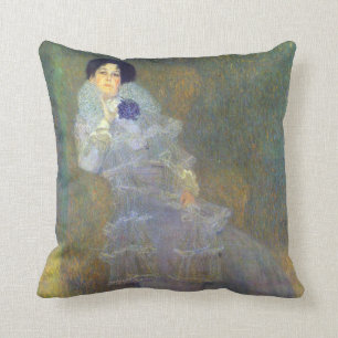 Portrait of Marie Henneberg  by Klimt Throw Pillow